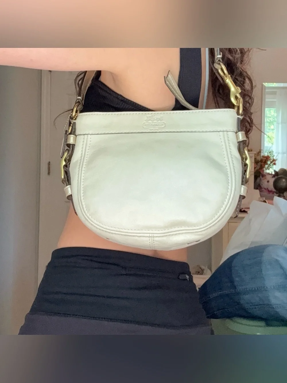 Coach Zoe Y2K White Pearl / Gold Leather Mini Hobo Shoulder Bag 2009 EUC 41864 - Picture 15 of 15